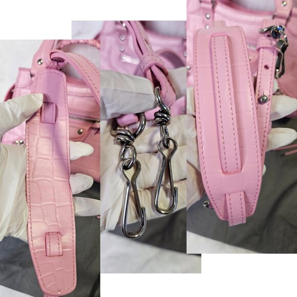 Authentic Balenciaga Nano Neo City Croc Embossed Leather in Pink - Picture 13 of 17